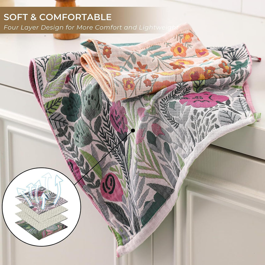 Kitchen Tea Towel Absorbent Quick-Drying Cotton Single