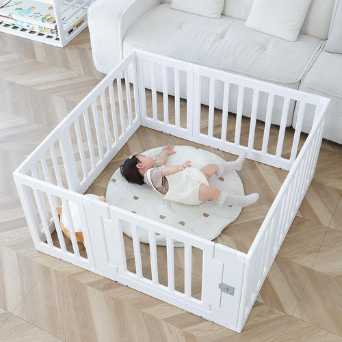Baby Playpen Baby Playard Portable Baby Fence Play Area Indoor Outdoor Kids Activity Center Baby Playpen (8 Panel 115x115cm)