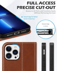 SHIELDON Wallet Case for iPhone 13 Pro Max 5G, Genuine Leather Folio Case [Magnetic][Shock Absorbing][RFID Blocking][Credit Card Slots][Kickstand] Compatible with iPhone 13 Pro Max 6.7", Retro Brown