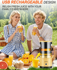 Electric Citrus Juicer Rechargeable - Electric Juicer Machines with USB and Cleaning Brush Portable Compact Juicer for Orange, Lemon, Limes