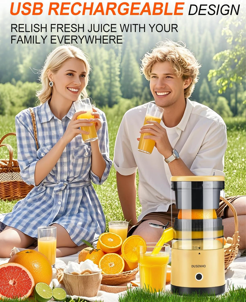 Electric Citrus Juicer Rechargeable - Electric Juicer Machines with USB and Cleaning Brush Portable Compact Juicer for Orange, Lemon, Limes