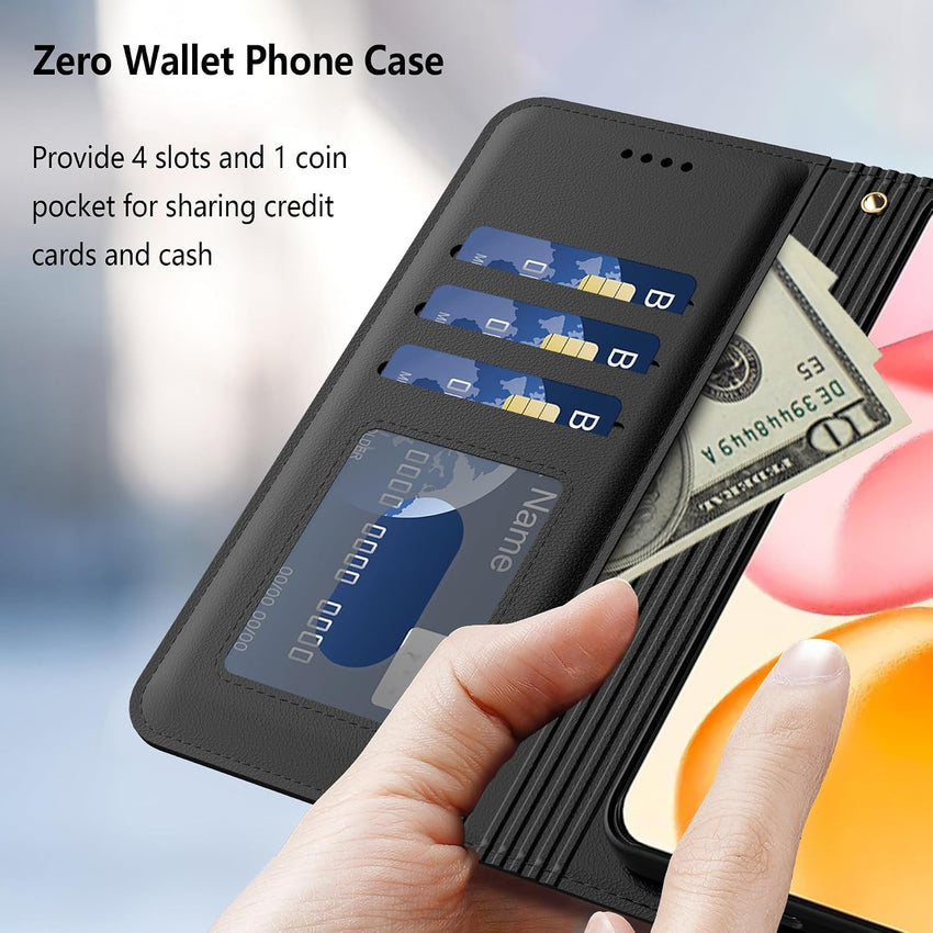 Aiziki For Honor 400 Phone Case(Not Fit 400 Pro), Leather Flip Case with 3 Card Slots & Kickstand, Anti-Drop, Magnetic Closure, Compatible with Honor 400 Case- Black