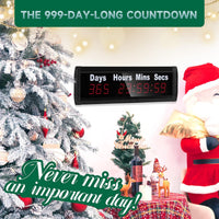 Spolehli Days Countdown Clock, Yearly Countdown Clocks Up to 999 Days with Hours Minutes Seconds for Retirement Christmas Wedding, Remote Control Led Countdown/Timing Up Timer Wall Clock (1.0'')
