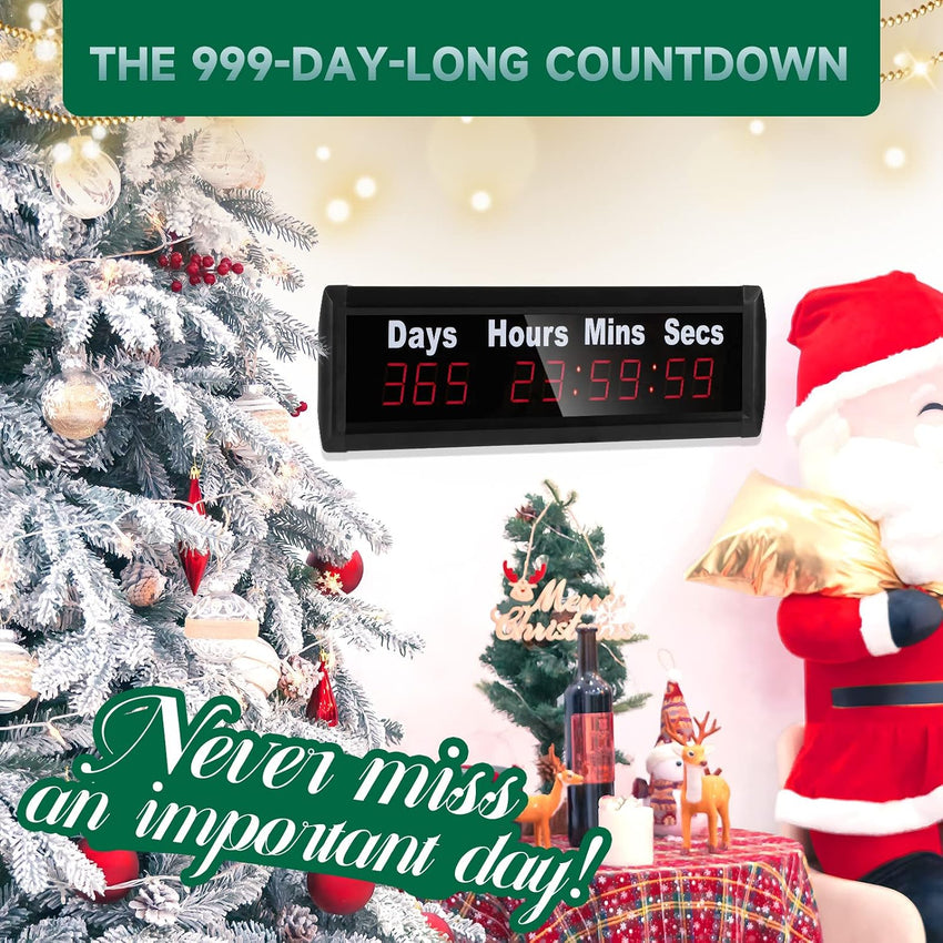 Spolehli Days Countdown Clock, Yearly Countdown Clocks Up to 999 Days with Hours Minutes Seconds for Retirement Christmas Wedding, Remote Control Led Countdown/Timing Up Timer Wall Clock (1.0'')