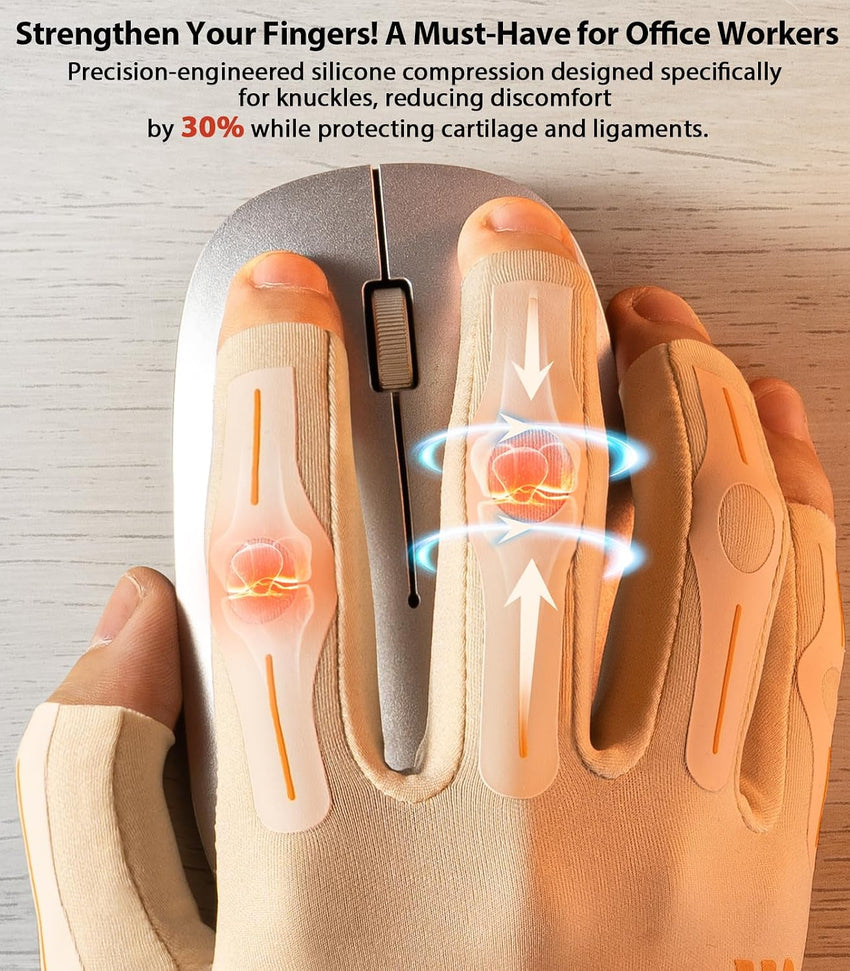 WHCOOL Compression Artiritis Gloves for Women&Men SMALL with Graduated Pressure Design for pain, Finger Support for Hand Comfort, Daily Wear & Sleep Use for Crocheting, Typing Fit Palm 6.8-7.3'' Skin S