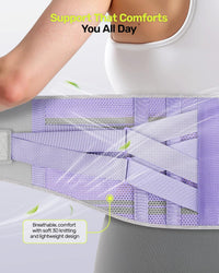 Women's Back Support Belt Ergonomic Lumbar Brace with 3D Pad Kidney Support Purple M (85-100 cm)