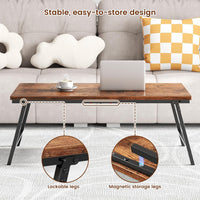 Folding Coffee Table Magnetic Portable No-Installation Wooden 80ÃÂÃÂ40ÃÂÃÂ40cm ÃÂ¢ÃÂÃÂ Rustic Brown
