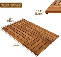 Teak Wood Bath Mat Large Non-Slip Sturdy Shower Mat ÃÂ¢ÃÂÃÂ Brown