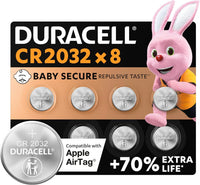 8X Duracell Cr 2032 Lithium (2 Blister Packs of 4 Batteries) 8 Batteries