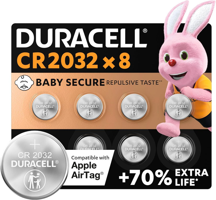8X Duracell Cr 2032 Lithium (2 Blister Packs of 4 Batteries) 8 Batteries