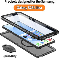Magnetic Shockproof IP68 Waterproof 360Â° Case for Samsung S25 Ultra Compatible with MagSafe Black