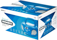 Groov-e Original Boombox - Portable CD Player with Bluetooth, Radio, 3.5mm Aux Port, & Headphone Socket - LED Display, 2 x 1.2W Speakers - Battery or Mains Powered - Blue