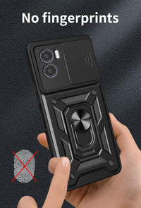 ESTH(R) Case for Motorola Moto E22/E22i with Slide Camera Cover, Military Grade Shockproof Protective Cover with Rotatable Metal Ring Kickstand [Support Magnetic Car Mount], Red
