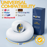 Air Conditioner Hose. Duct Portable Exhaust Vent with 5.9" Diameter, Anti-Clockwise Thread & Length up to 80". Compatible with LG, Delonghi and Many More Portable Air Conditioners