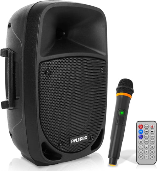Pyle 800W Portable PA System, Large Bluetooth Speaker w/Wireless Microphone, 20cm Battery Powered PA Systems, Active Speakers, Powerful Loudspeaker, USB/SD Card Reader, for Stage/Parties/Events