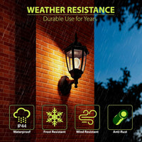 EBION Traditional Outdoor Wall Lantern, IP44 Waterproof Black 2 Pack