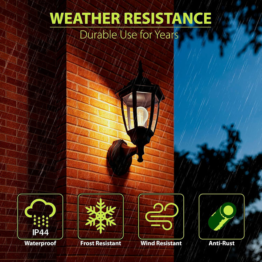 EBION Traditional Outdoor Wall Lantern, IP44 Waterproof Black 2 Pack