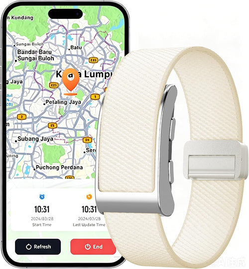 Screenless GPS Fitness Tracker Heart Rate Sleep SpO2 Fall Detect SOS Pedometer Nylon Band cream