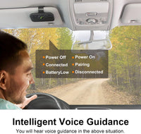 SUNITEC Hands Free Car Phone Kit Bluetooth 5.1, AUTO Power ON, Support Siri Assistant, Voice Guidance, 3W Speaker, Bluetooth Car Phone Hands Free Kit with Visor Clip-BC980P