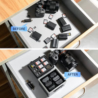 Camera Battery Case & Memory Card Holder for Canon LP-E6 Nikon EN-EL15 Sony NP-FZ100 â Black