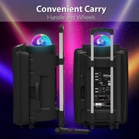 Pyle Portable PA System 30cm, 700W Bluetooth Party Speaker, Rechargeable DJ Sound System with Disco LED Lights, Wireless Microphone, USB/SD/Radio, Recording Mode, Battery Powered Speaker
