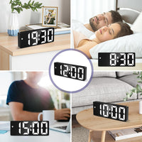 OQIMAX Digital Alarm Clock INCLUDING BATTERIES, 6.5" Large Display Alarm Clocks Bedside, Type-C/Battery Powered Digital Clocks Bedside with Snooze, Date, Alarm Clock with 5 Levels Brightness, DST Function, for Bedroom