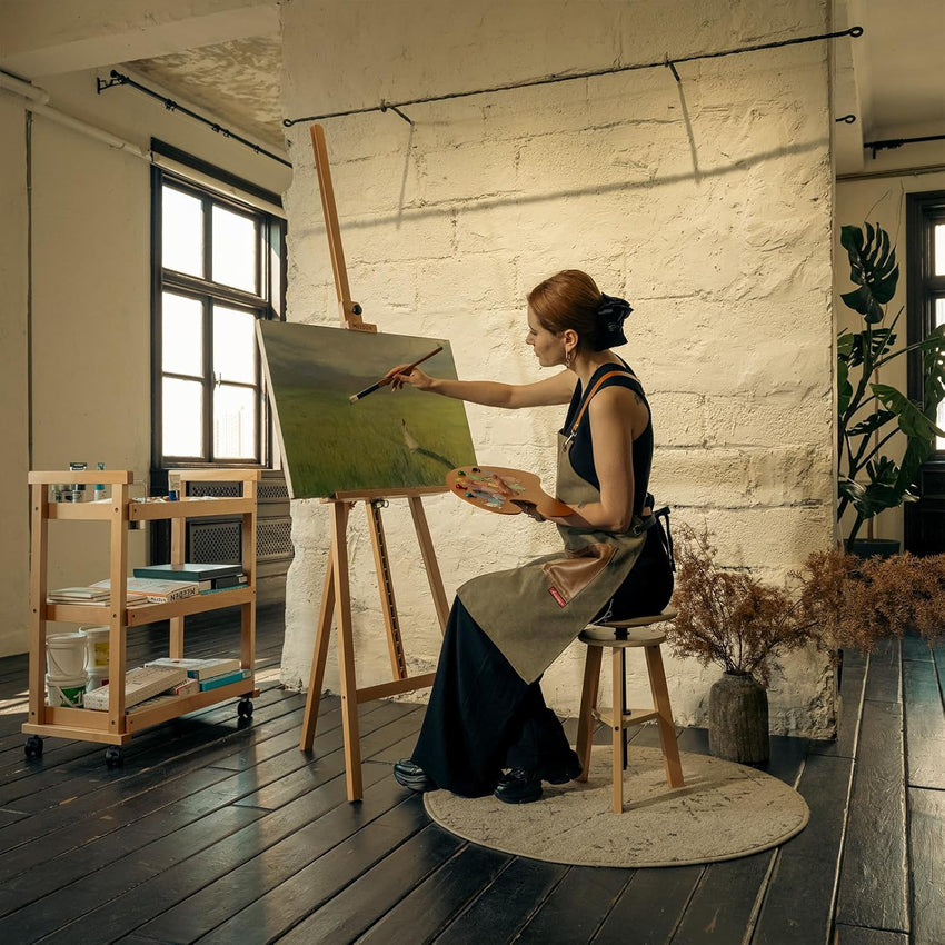 MEEDEN Painting Wooden Artist Easel: Solid Beechwood Display Easel Hold Canvas up to 109cm - Adjustable Art Easel Stand for Adults Beginner Studio Gallery Exhibition - Natural