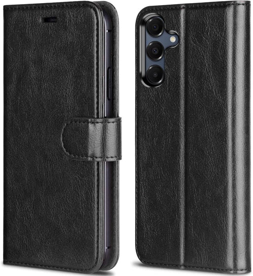 NWNK13 For Samsung A26 / A17 Case with Card Slots Magnetic Closure Kickstand Shockproof Protective Phone Case Compatible for Samsung Galaxy A17/A26 Black