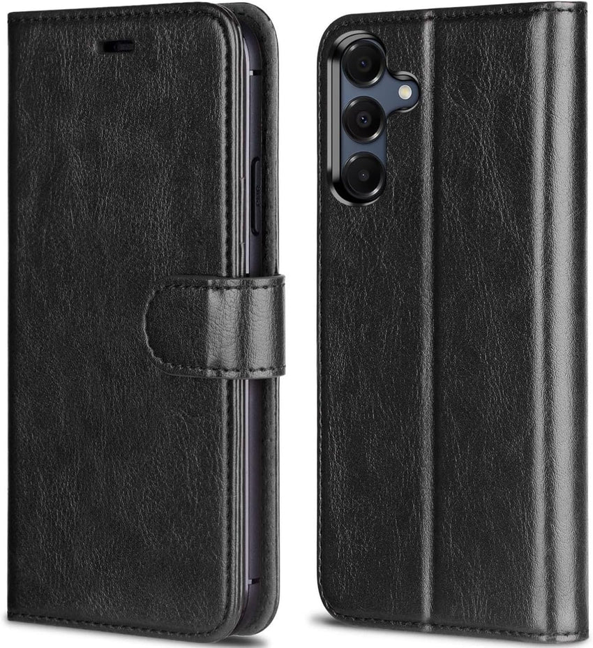NWNK13 For Samsung A26 / A17 Case with Card Slots Magnetic Closure Kickstand Shockproof Protective Phone Case Compatible for Samsung Galaxy A17/A26 Black