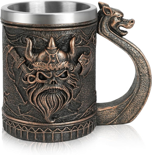 Viking Tankard Stainless Steel Beer Mug 600ml with Handle â Style 2