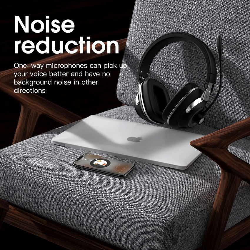 Venker Headsets with Microphone, Noise Cancelling with Metal Material Premium Leather Earmuffs, 3.55mm & USB/Type C with Volume Control, for Call Center, Skype Webinar Business, Gaming, Teaching, etc