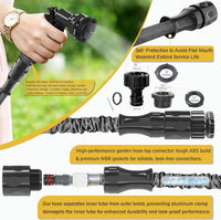 HOMOZE Expandable Garden Hose 50ft Hose Pipe Expandable with 3/4", 1/2" Fittings, Anti-Leakage - Flexible Expanding Hose with 8 Function Spray Nozzle