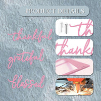 Metal Wall Sign Thankful Grateful Blessed 3-Piece Pink