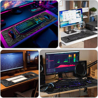DAWNTREES 900 x 400 x 3 mm Desk Pad,Extended Contour Mouse Mat for Home and Office,Large Gaming Mouse pad Laptop Keyboard Mat with Non-Slip Rubber Base,Stitched Edges