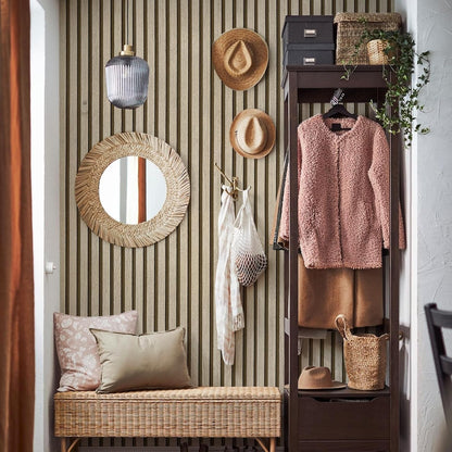 Abyssaly Wood Effect Vinyl Wrap Self Adhesive Wallpaper, Brown Wood Slats Sticky Back Plastic for Furniture, Removable Peel and Stick Wallpaper, Wood Panel for Walls, Kitchen, DIY 60cmX500cm