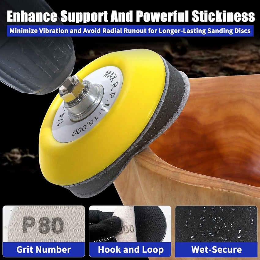 Pomsare 133pcs Sanding Discs Car Polishing Pads Kit for Drill, 75mm Wet and Dry Sandpaper 60-10000 Grits, Car Headlight Restoration Kit, Drill Sanding Attachments Buffing Pads for Auto, Wood and Metal