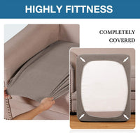 BellaHills Stretch Sofa Seat Cushion Cover Sofa Couch Cushion Furniture Protector Sofa Slipcover with Elastic Bottom Spandex Jacquard Fabric Small Checks(1 Piece, Taupe)