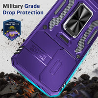 BaHaHoues for Samsung Galaxy S23 Case with Slide Camera Cover and 360^0 Rotatable Magnetic Kickstand Ring, Military Grade Shockproof Protective Case for Galaxy S23 5G (Purple)