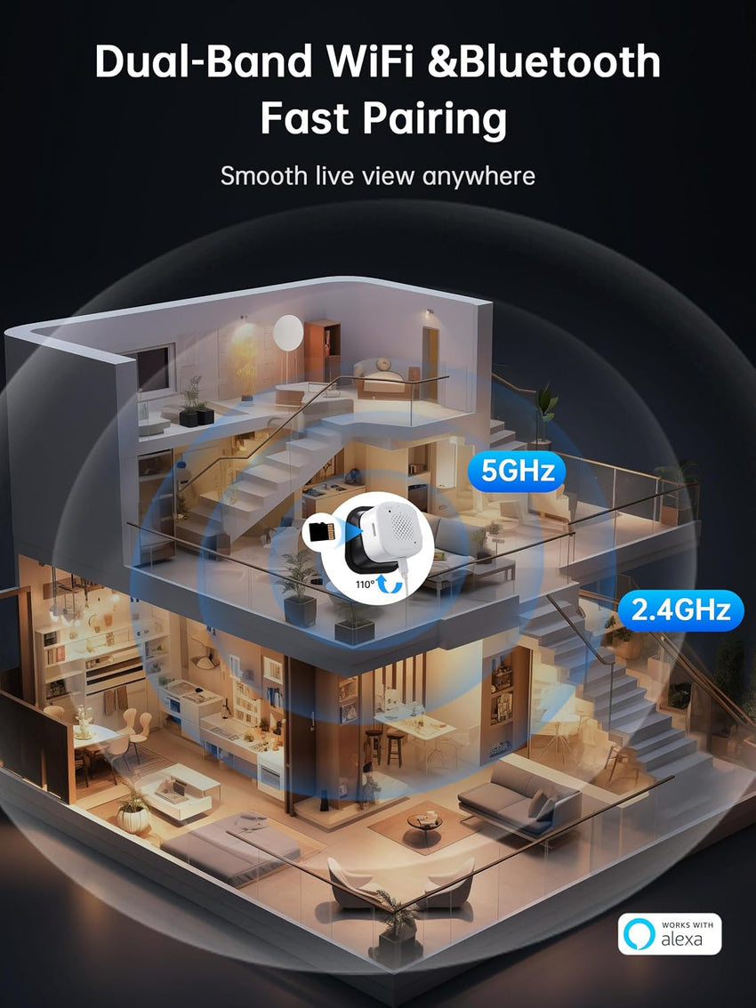 2K Window Security Camera Dual-Band WiFi Indoor Motion Detection Two-Way Audio