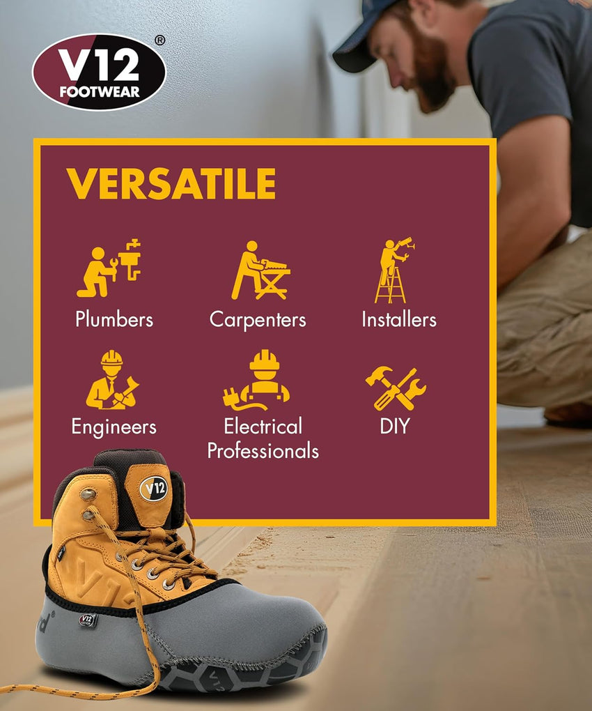 V12 MukGuard Reusable Overshoes LARGE - Washable, Slip-Resistant & Heavy-Duty Shoe Covers - Reusable Overshoes with Neoprene Upper & Rugged Grip Sole - Boot Cover for Work, DIY & Tradesmen - L (09/10)
