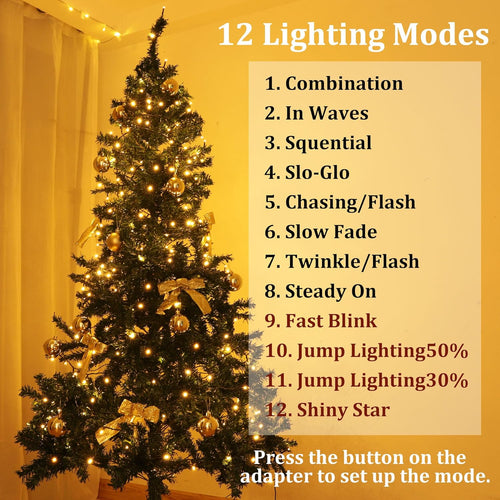 YOSION 30M LED String Fairy Lights On Dark Green Cable with Various Light Effects, Ideal for Christmas Tree, Xmas, Party,Wedding,ETC (Warm,300 LEDs)