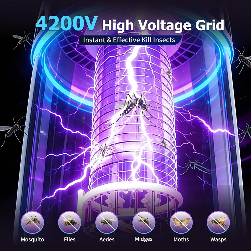 Electric Fly Zapper Lamp 365nm UV Mosquito Killer 4000mAh Ultra-Quiet Night Light