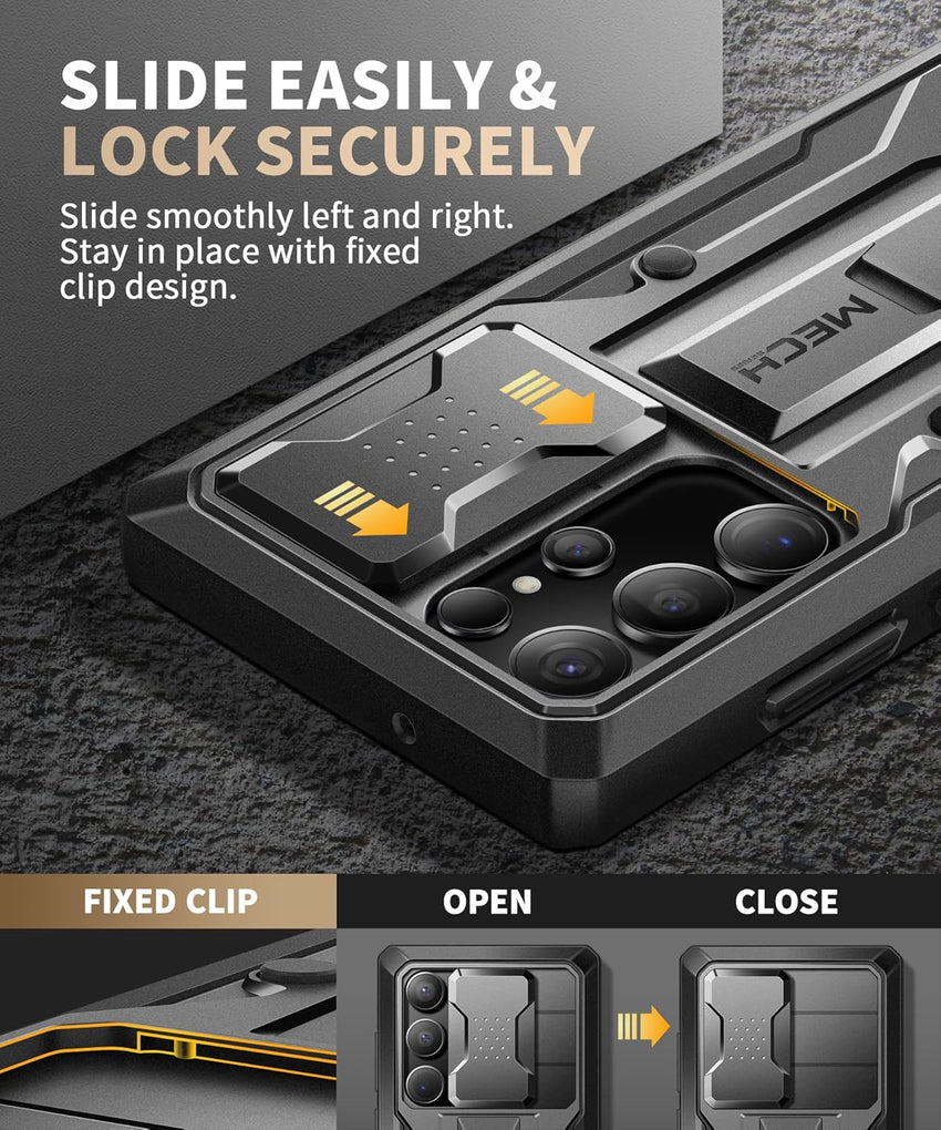 Samsung Galaxy S23 Ultra Case Military Grade Shockproof with Kickstand & Camera Cover â Black