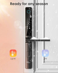 NGTeco Smart Door Lock with Handles, Fingerprint Keyless Security Entry Door Lock, Passcode, IC Card, Fingerprint, Key, WiFi Smart Lock for Narrow-Frame Doors, APP Control, Easy Installation