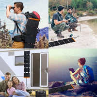 FlexSolar 60W Solar Panel Foldable Portable Solar Charger with USB-C USB-A and DC Outputs IP67 Waterproof Power Emergency Camping for Small Power Station Generator Phones Power Banks Tablets