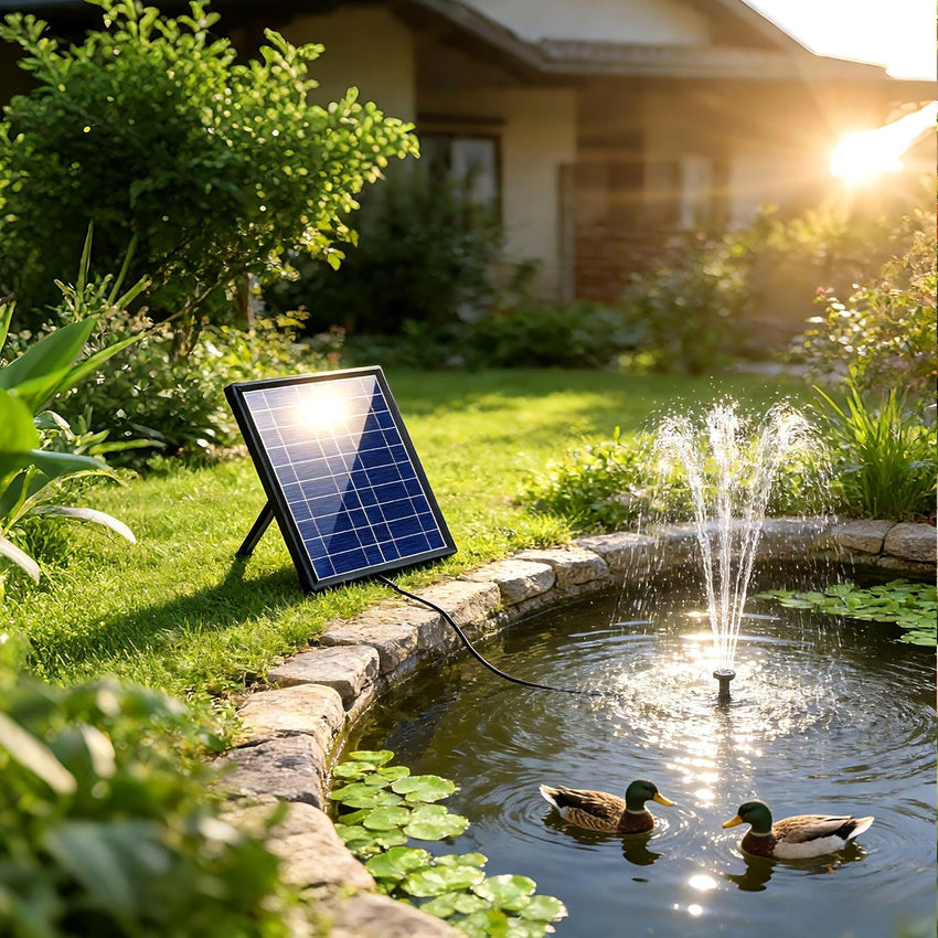 Billing Solar Water Pump with Battery Backup, 7W Solar Pond Pump with 3000mAh Battery 12 Nozzles Solar Fountain Pump with 5ft Tubing Solar Water Features for The Garden Ponds Pool Fish Tank Waterfall