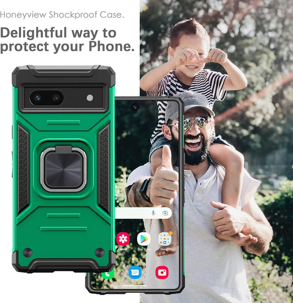 ShockProof Case for Google Pixel 7A 5G with Stand - Dark Green