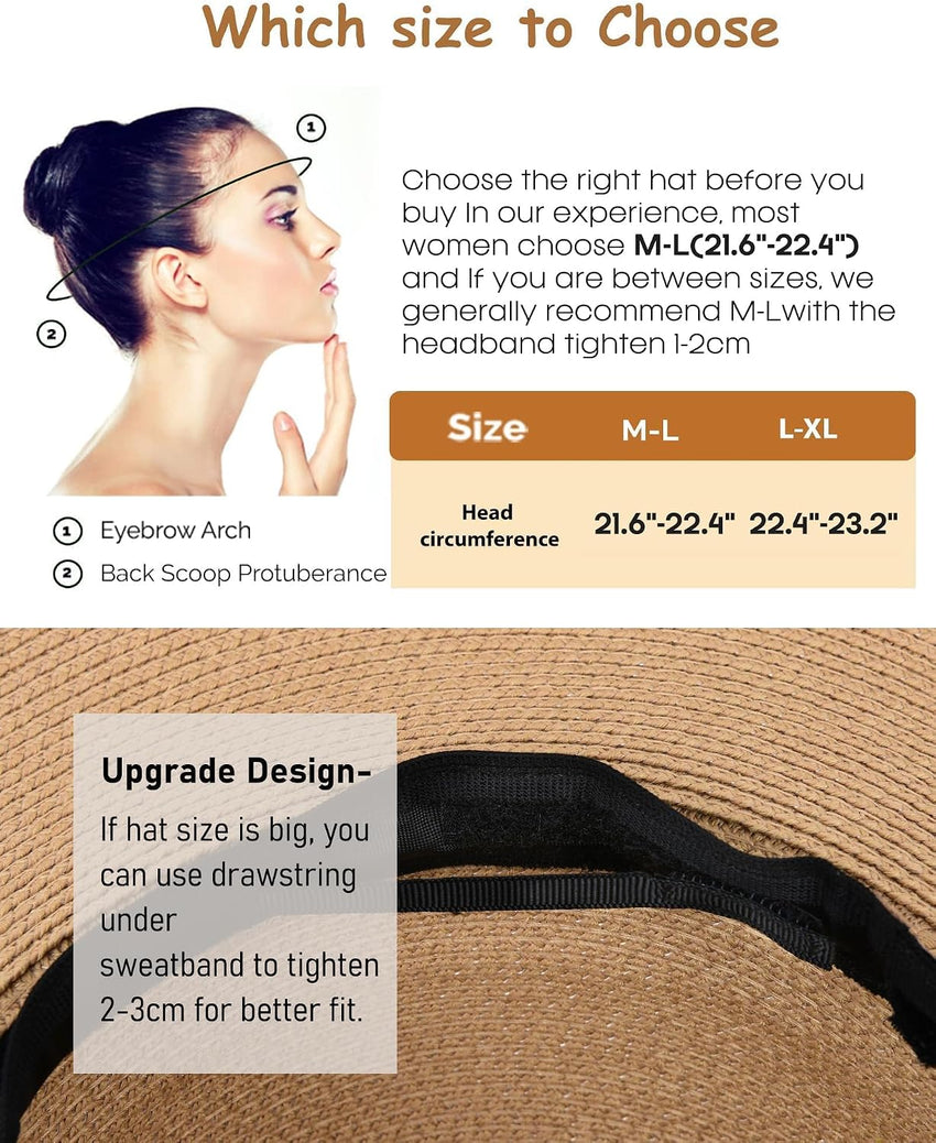 FURTALK Womens Sun Straw Wide Brim UPF 50 Summer Foldable Roll up Floppy Beach Hat for Women Khaki