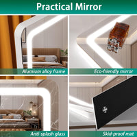 Hasipu Vanity Mirror with Lights, 55 x 45cm LED Makeup Mirror, Light up Mirror with 10X Magnification and USB, Phone Holder, Smart Touch 3 Colors Dimmable, 360ÃÂ° Rotation (Round White)