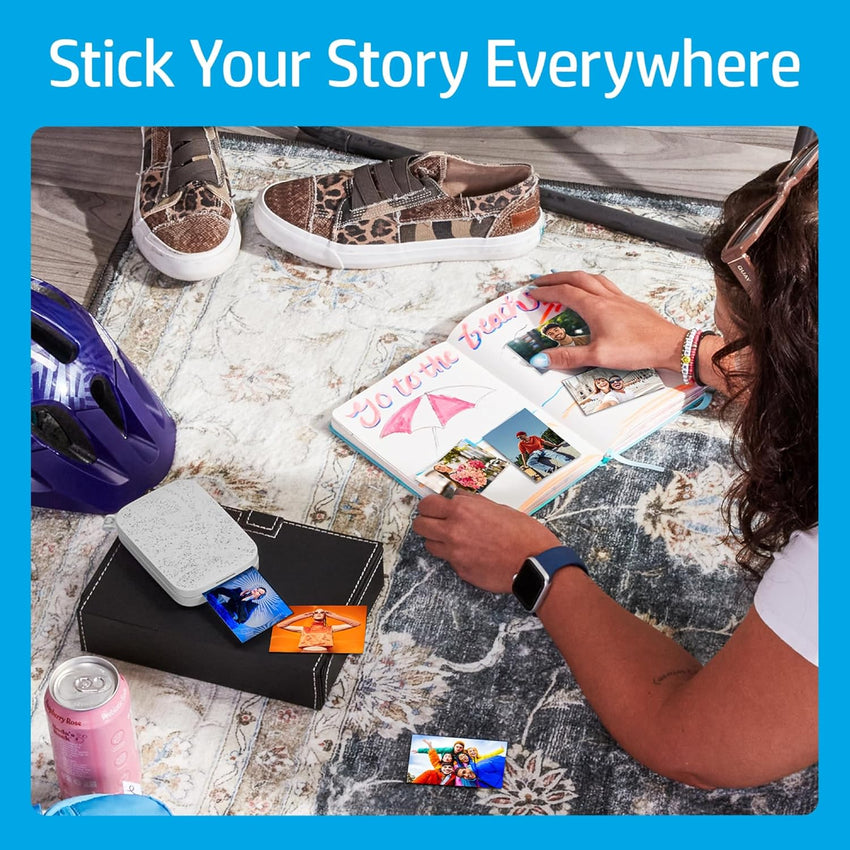 HP Sprocket 2x3 (5.1x7.5 cm) Instant Smartphone Photo Printer, Portable Color Wireless Mobile Printer, Zink Sticky-Back Photos, Print from App on Compatible iOS & Android Devices with Bluetooth, White